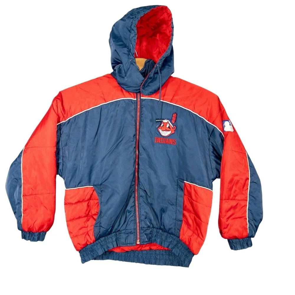Vintage Pro Player‎ Cleveland Indians Guardians Puffer Jacket Mens Medium MLB